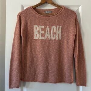 Marled Dusty Rose "BEACH" Loose-Knit Acrylic Sweater Sz Small w MEASUREMENTS!